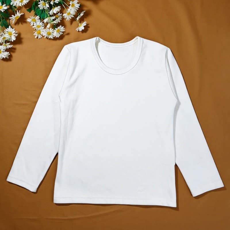 [Marca] Roupas infantis de cor pura Roupas clássicas de outono Finas Meninos Meninas Branco t Puro Algodão Crianças Roup