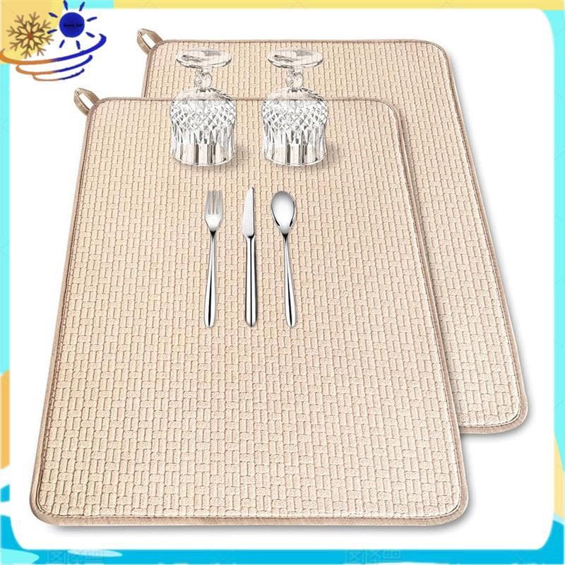 [Le's Shop] 2 Pacotes XXL Grande Tapete De Secagem De Pratos De Microfibra , Escorredor Absorvente De 24 X 17.7 Polegada
