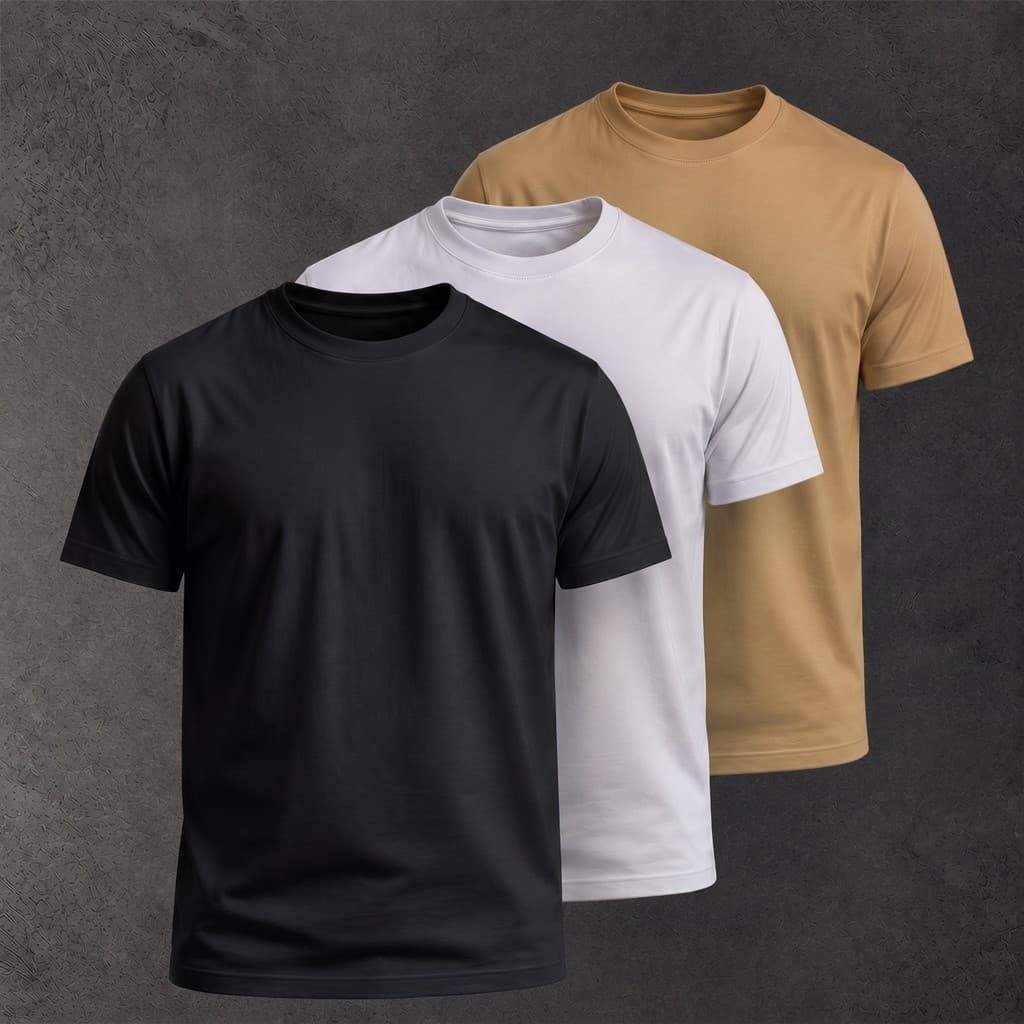 Kit 3 Camisetas Básicas Lisas Camisa Masculina Conjunto Casual Confortável Para Dia a Dia