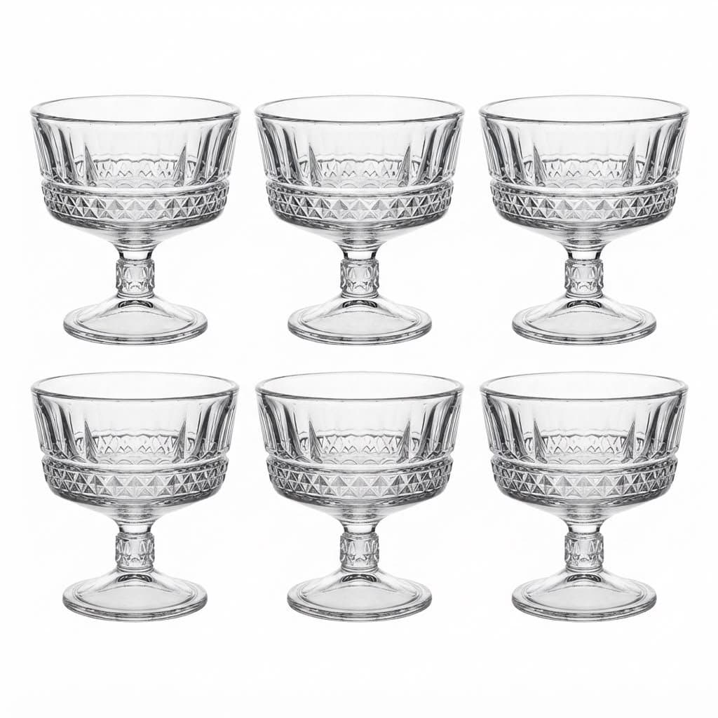 Jogo De Taças De Sobremesa 250ml Vidro Transparente 6 Peças Elysia