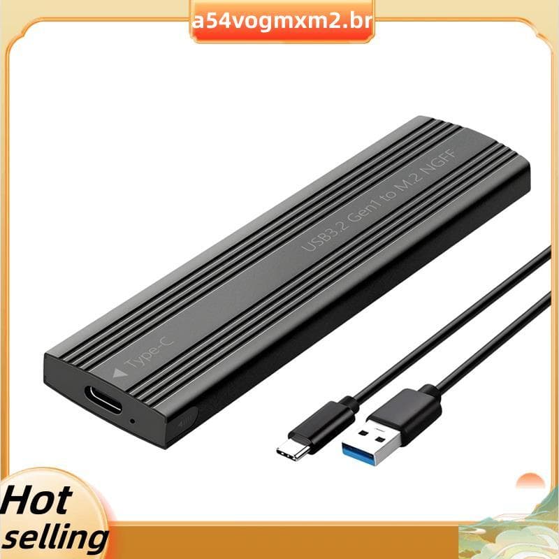 M . 2 SATA SSD Gabinete Caso USB3.2 Gen1 5Gbps Tipo-C Caixa De Disco Rígido Externo NGFF B + Chave Preto