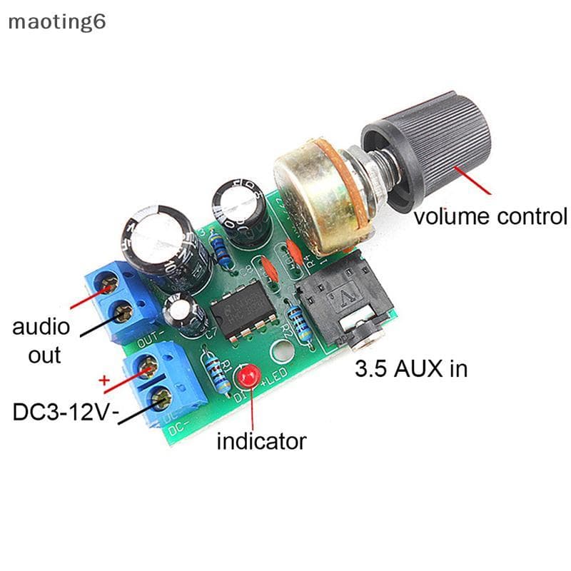 Placa Amplificadora De Áudio LM386 10W Mono 3.5 Mm DC 3-12V Controle De Volume