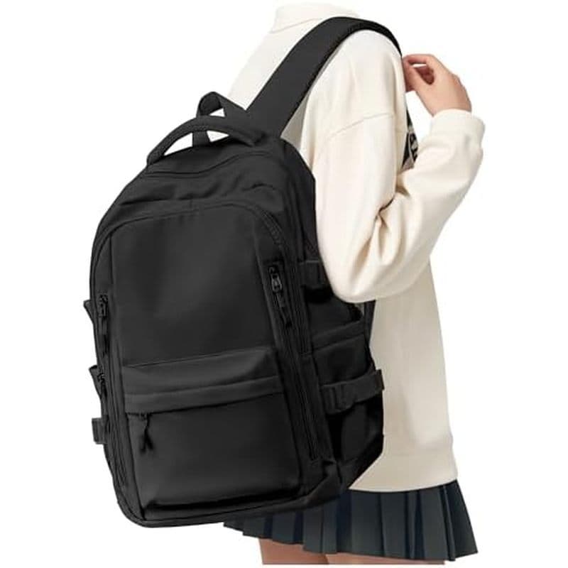 Mochila Leve Preta Para Bolsas De Livros Universitários Laptop De Viagem | Impermeável Faculdade Alta Secundária Bookbag