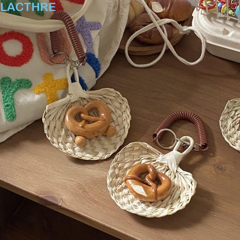 Pingente De Pão Alcalino LACTHRE , Chaveiro Fofo Leque De Folha De Palmeira , Acessório De Bolsa De Croissant De Decoraç