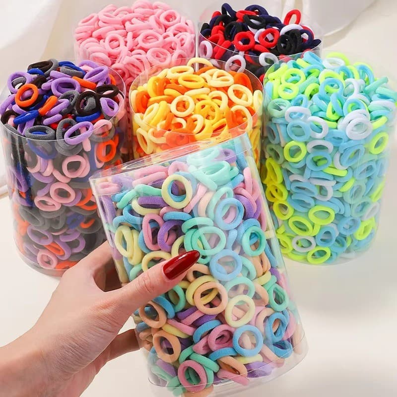 100/Pçs Colorido Básico Náilon Elstic Laços De Cabelo Para Meninas Rabo De Cavalo Segurar Scrunchie Elástico Crianças Ac