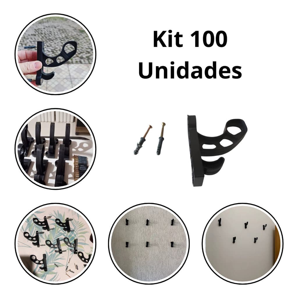 Kit 100 Organizadores de Capacetes Suporte de Parede para Moto e Acessórios