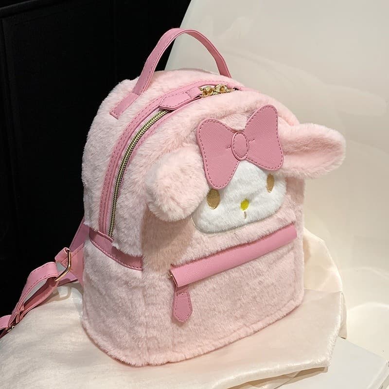 Mochila de Pelúcia para Cachorro com Tema de Canela, Estilo JK Fofo, Bolsa com Orelhas My Melody, Bolsa de Cachorrinho