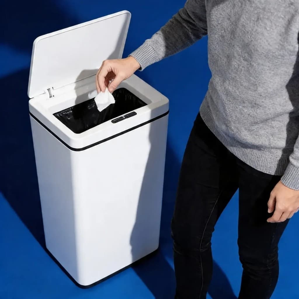 Lixeira Automática Sensor Inteligente Toque Cesto Balde Joga Sujeira Descarte Recipiente Balde