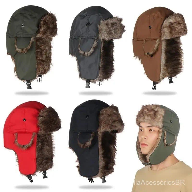 Masculino Feminino Pele Earflap Inverno Boné Russo Ushanka Chapéus De Chapéu De Esqui Quente