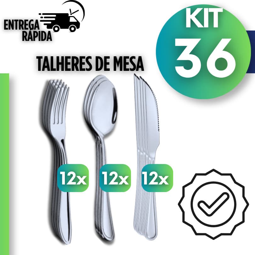 Talheres Aço Inox Reforçado Completo para Cozinha Restaurante Hotel e Churrascaria