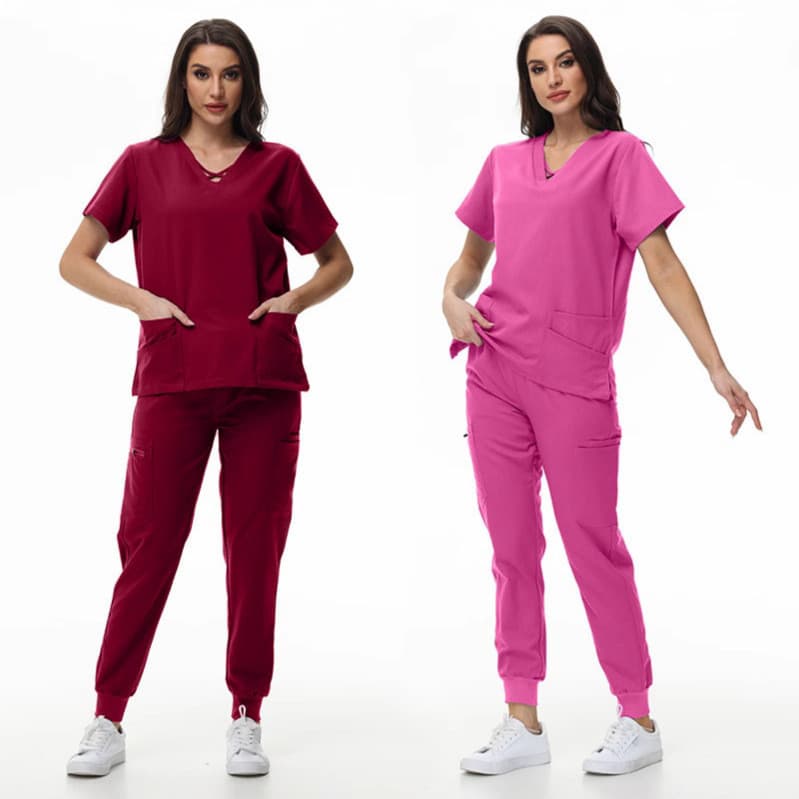 Uniformes médicos femininos para médicos, dentistas e cirurgiões, uniformes com decote em V para isolamento, uniformes d