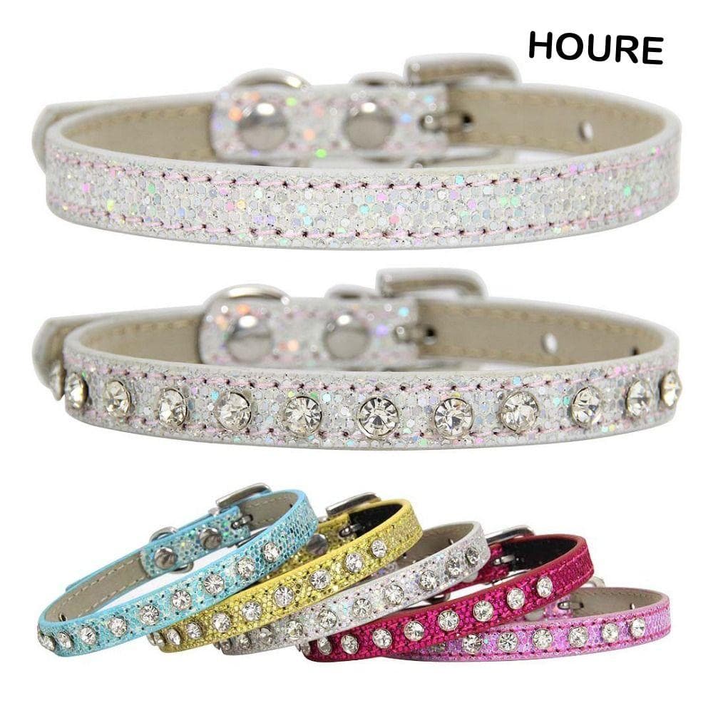 Coleiras Para Gatos Com Strass HOURE Bling , Coleira De Gato De Diamante Ajustável Super Brilhante , Reflexiva