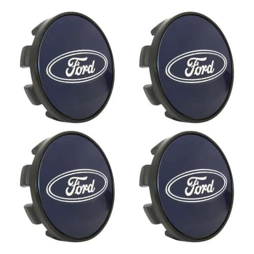 Kit Jogo 4 Calotinhas Miolo Centro De Roda Ford Azul 50mm Calota Premium