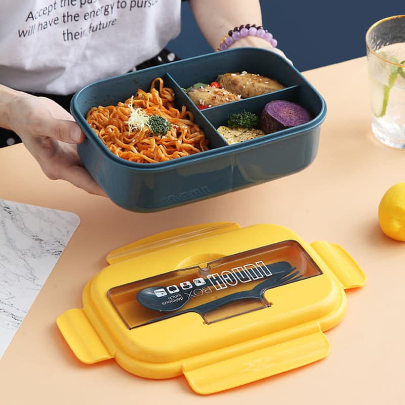 Lancheira com compartimento em estoque pronto Lancheira selada de alto valor Lancheira de plástico de qualidade alimenta