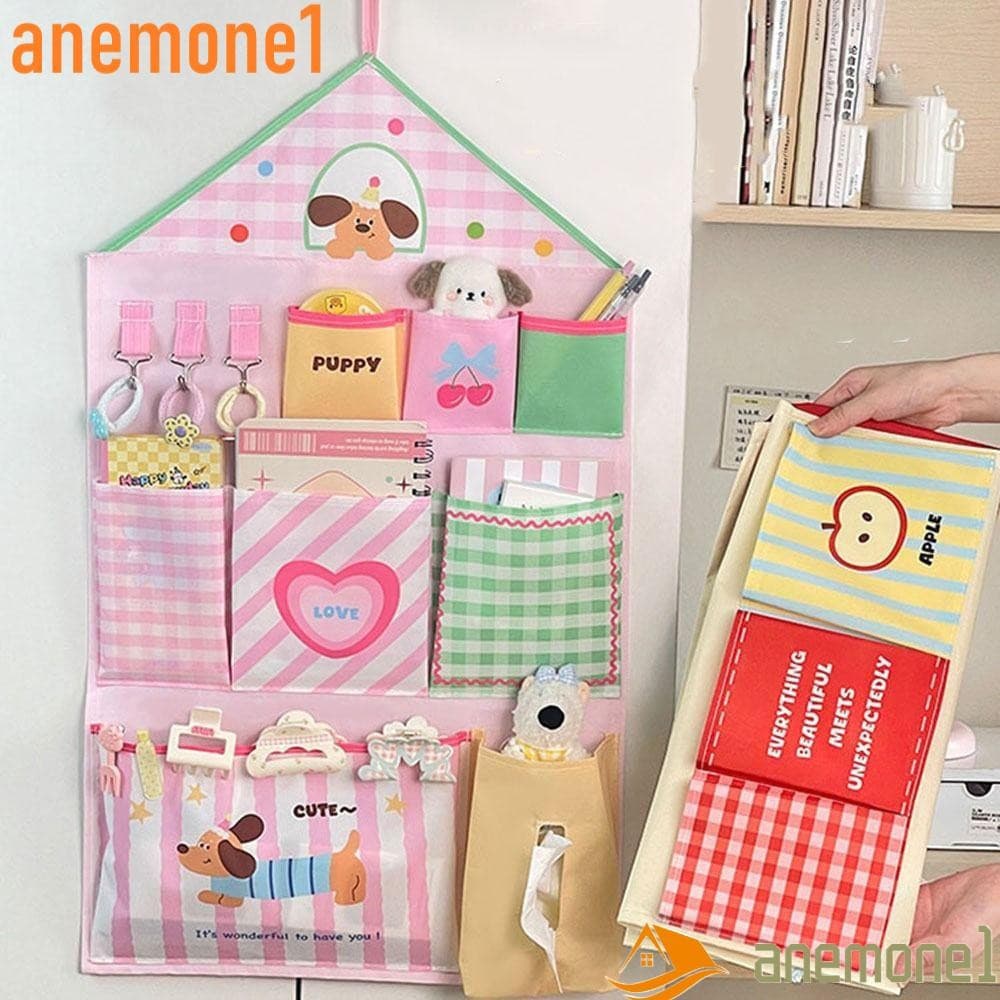 ANEMONE1 Bolsa de Armazenamento Suspensa para Dormitório, bonito material de tecido Oxford montado na parede, design de