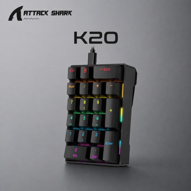 APAYADO K20 Mini Teclado Mecânico 20 Teclas Tipo-C Numérico Com Fio Vermelho Azul Interruptor Anti-Ghosting Atalho De Ca