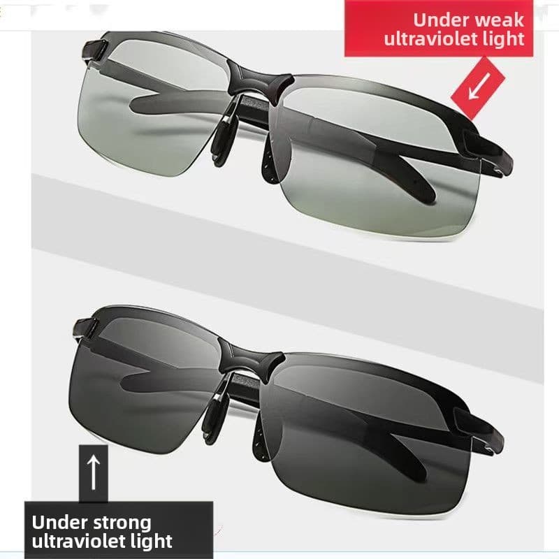 Óculos de sol polarizados para dia e noite, masculinos e femininos, estilo retrô, armação de metal, óculos de visão notu