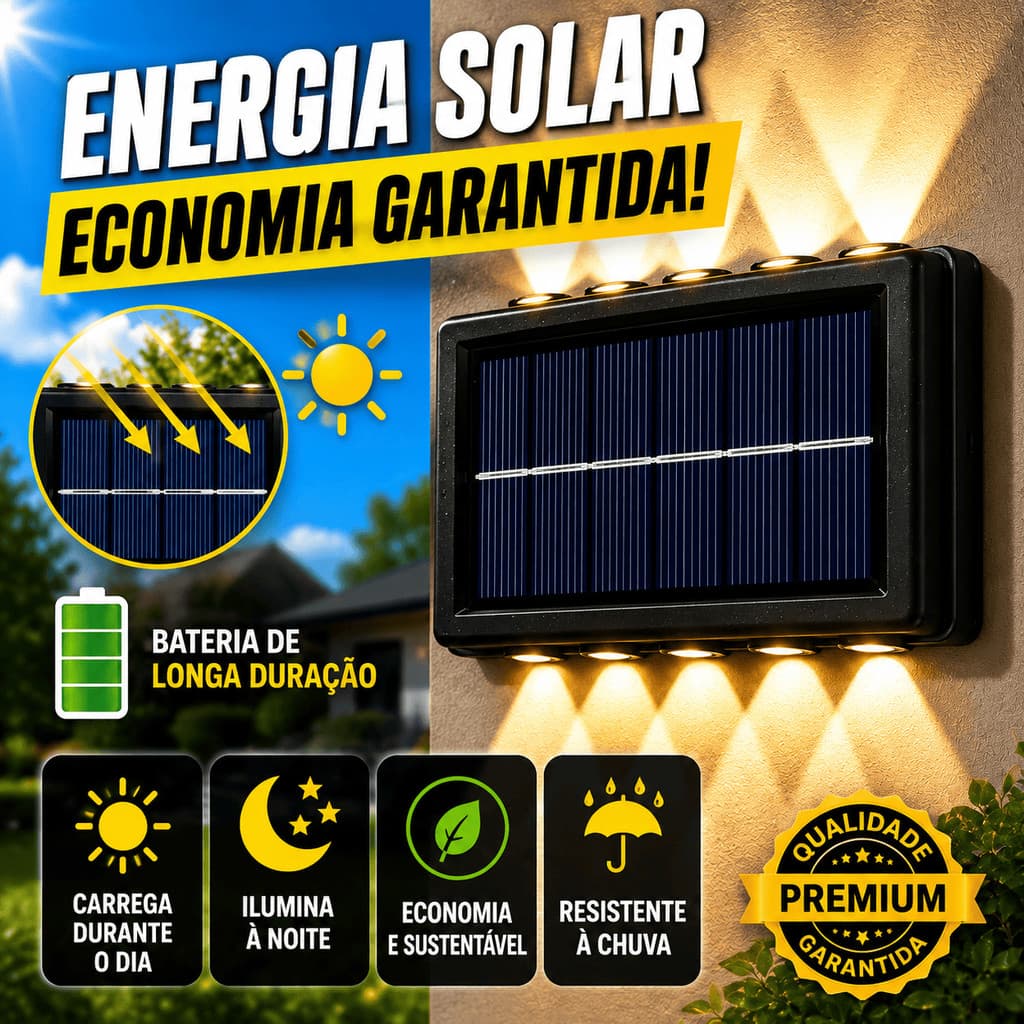 Kit Arandela Solar De Parede 10 Leds Luminaria Externa Prova D Agua Sem Fio Sensor Presenca Iluminacao Jardim Muro Top