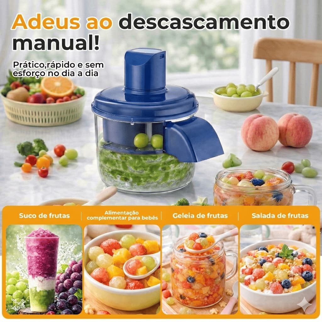 Descascador elétrico automático de alho e frutas - ideal para uvas, tomates, alho e legumes