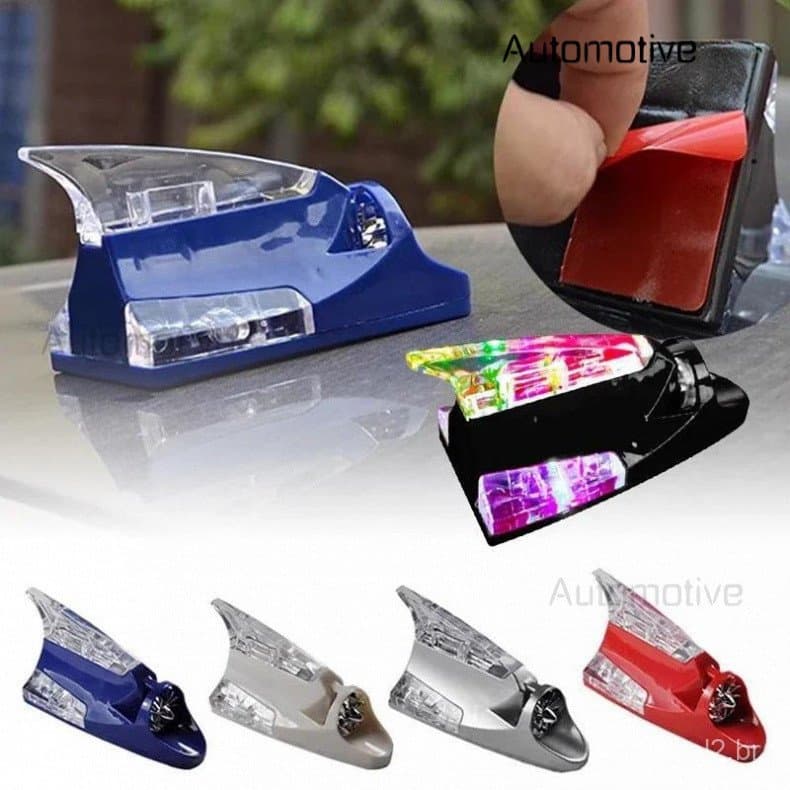 Lâmpada de Sinalização para Carro, Antena LED Shark Light, Lâmpada de Energia Eólica Universal para Teto de Carro e Cami
