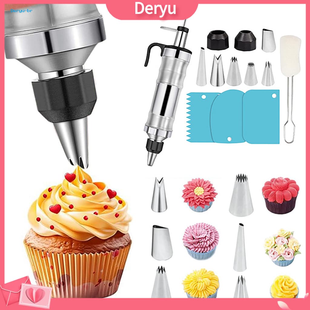 Diy Baking Tools Reusable Cake Decorating Supplies 13pcs Stainless Steel Cookie Press Set – Kit with Frosting Piping T