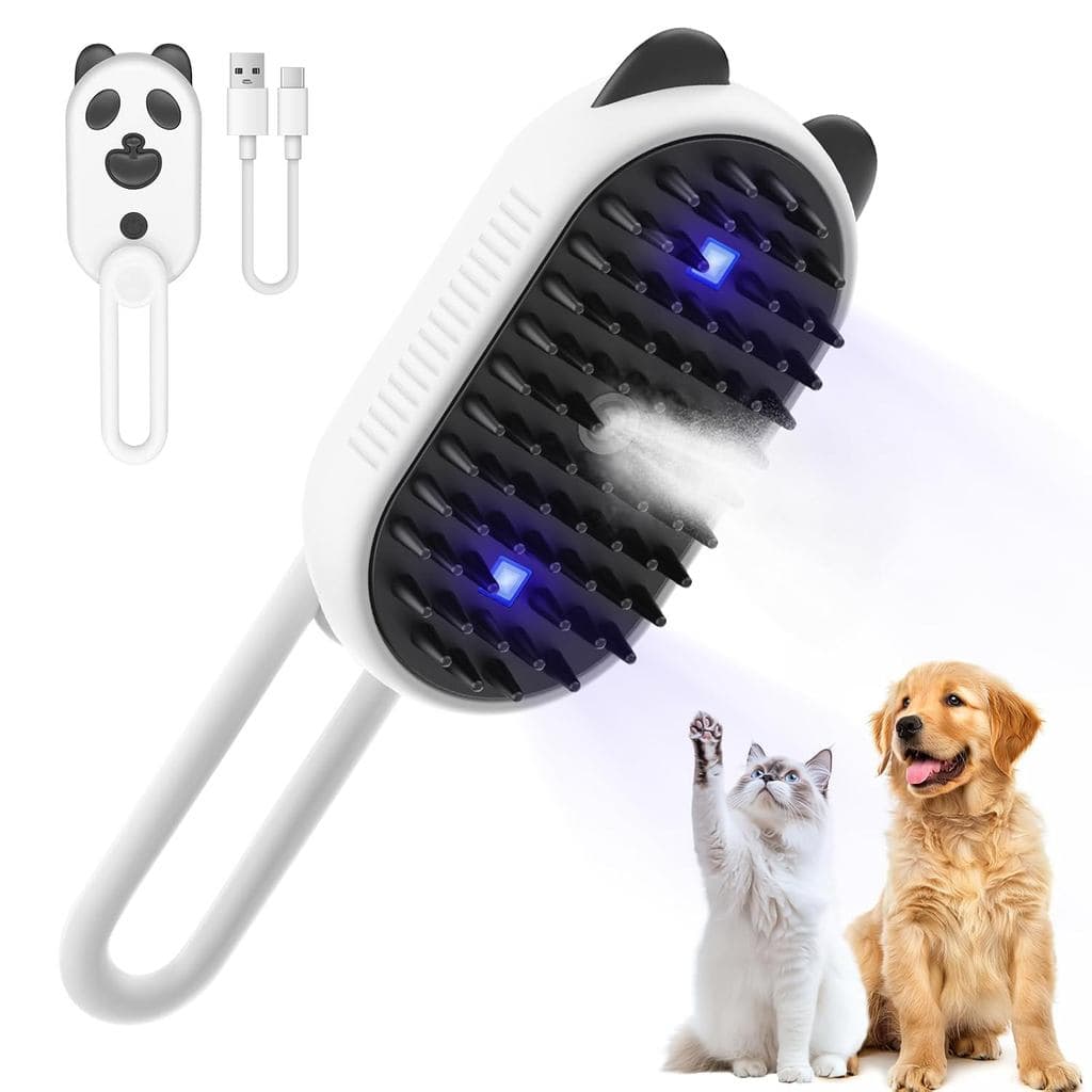 Escova a Vapor para Gatos, Escova a Vapor 3 em 1 para Remoção de Pelos e Higiene, Escovas de Vaporização para Gatos e Cã