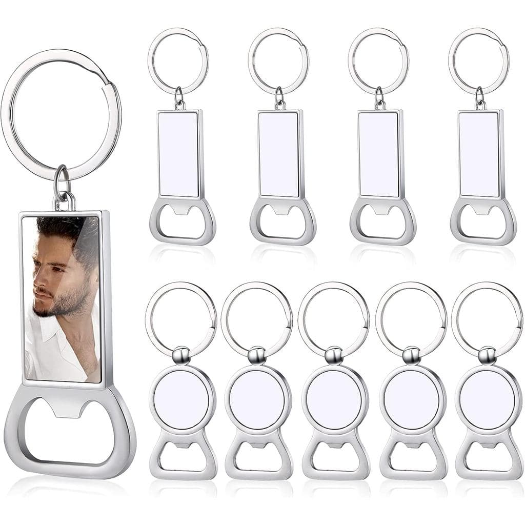 Patelai 10 Peças de Chaveiros em Branco para Sublimação, Abridores de Garrafa de Metal, Chaveiros de Alumínio para Trans