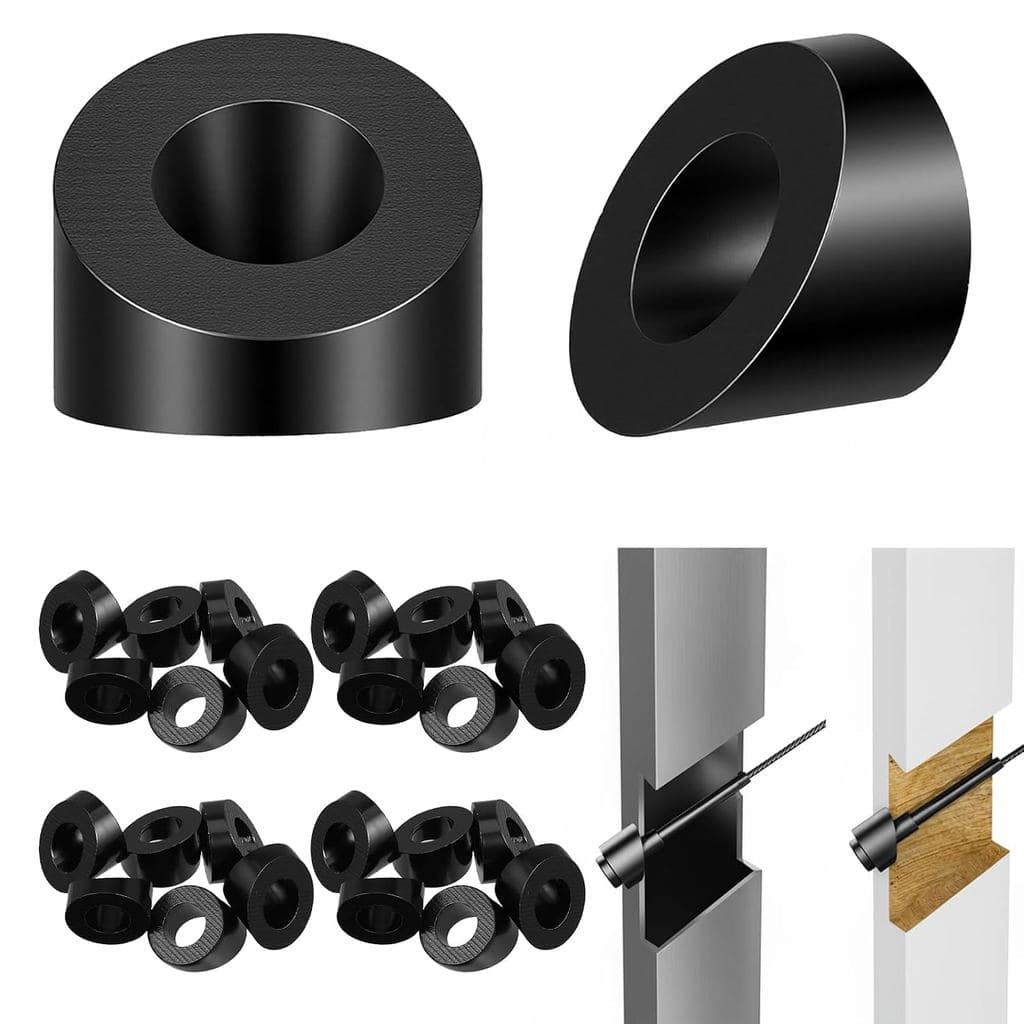 Pacote com 20 Arruelas Angulares Pretas de 5/16" de Diâmetro Interno para Pontas de Corrimão de Cabo, Aço Inoxidável T31
