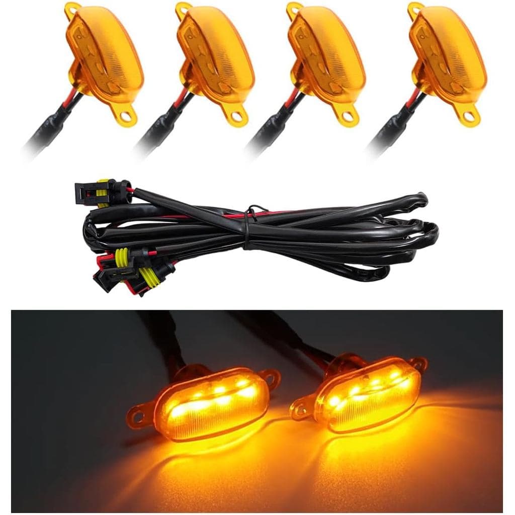 4 Peças de Luzes LED para Grade Frontal de Carro, Luzes LED Brilhantes para Grade com Fiação, Lâmpada Decorativa de Adve