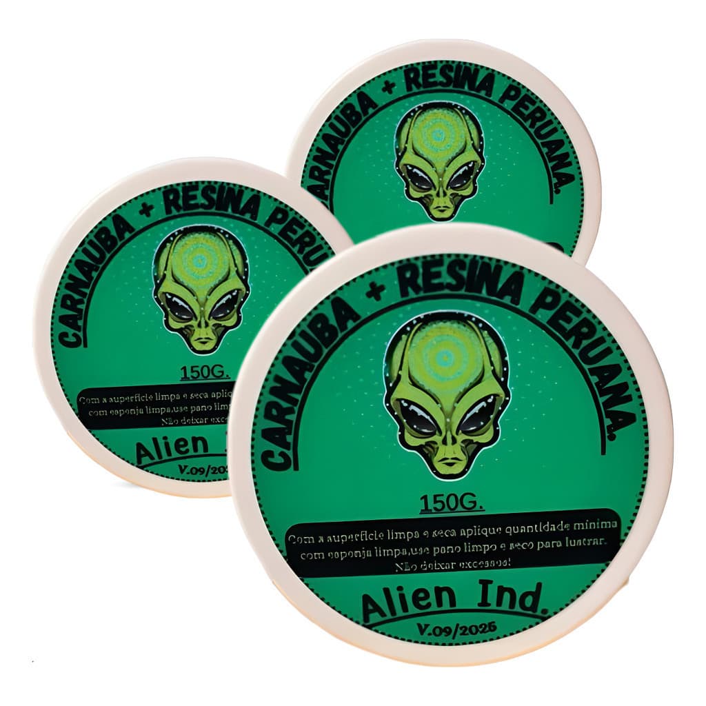 Kit 3 Ceras Alien 120g Carnaúba Polimento Pintura Queimada e Riscos