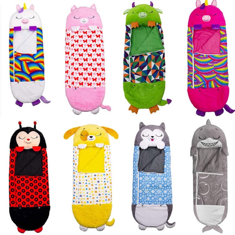 Novo estilo saco de dormir crianças dos desenhos animados travesseiro de pelúcia variável saco de dormir das crianças