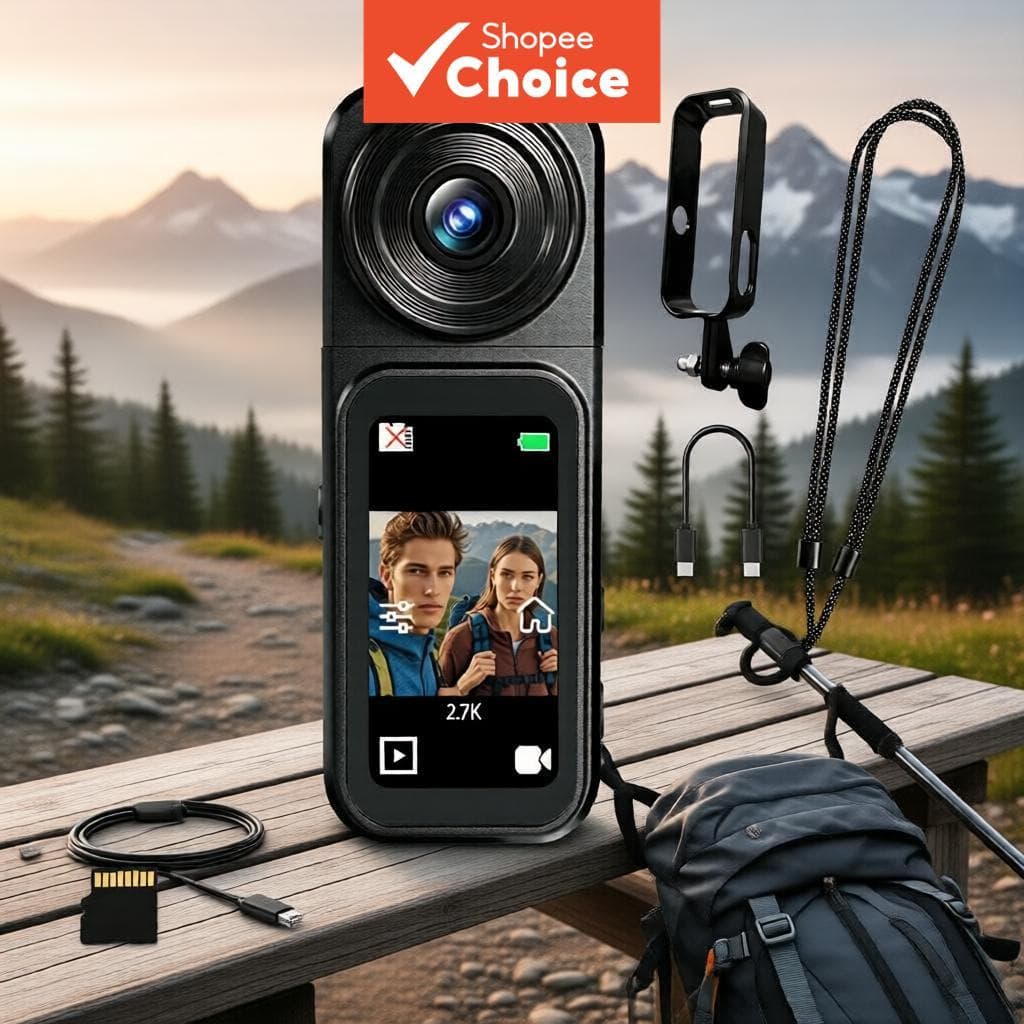 Mini Câmera Vlog Digital De Bolso 180 ° Lente Giratória Espelho Flip Selfie Modo De Beleza Conexão De Telefone WiFi Para