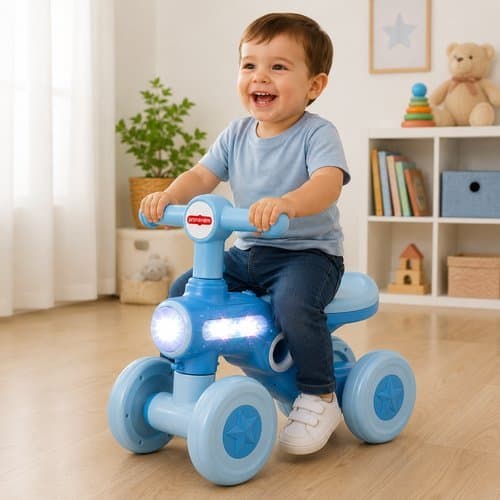 Bicicleta Infantil Equilibrio Quatro Rodas Azul Estavel Seguro Desenvolvimento Motricidade