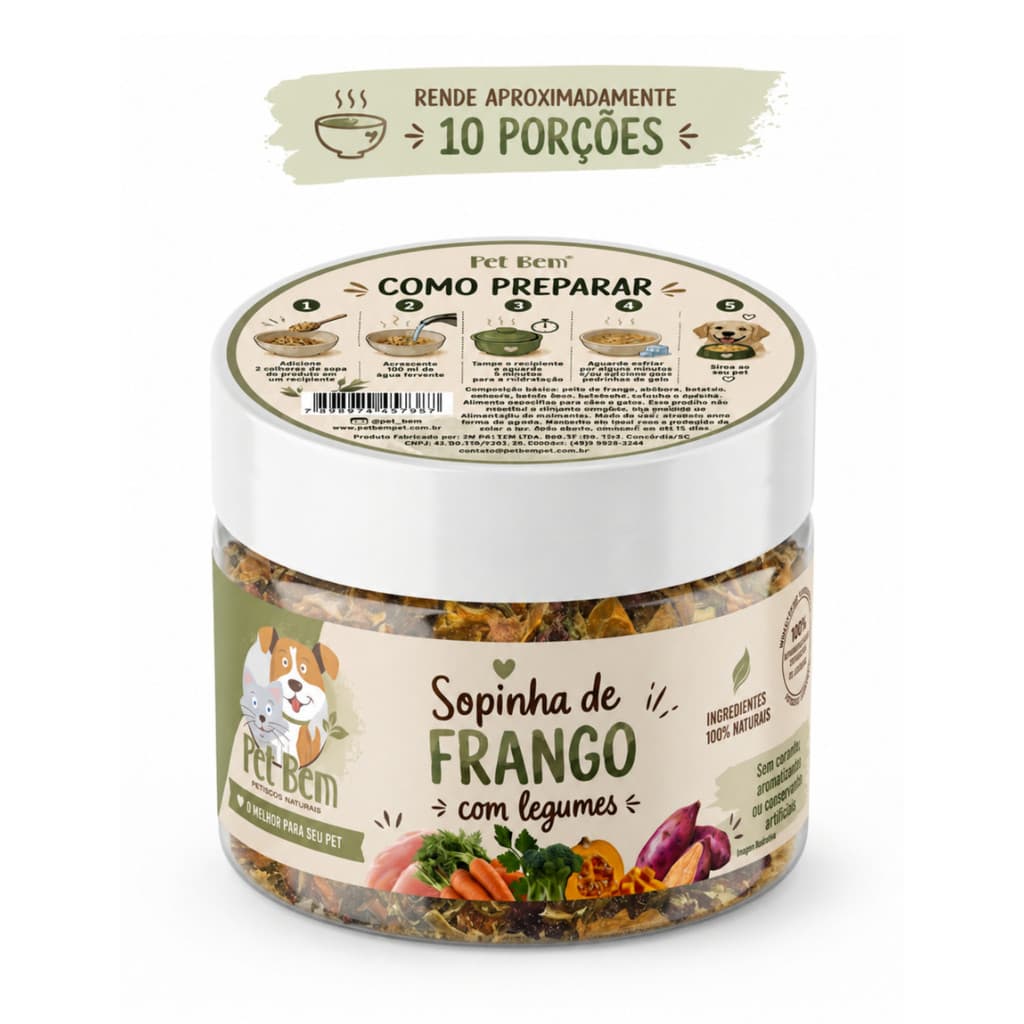 Sopinha Frango com Legumes Desidratado - Cães e Gatos