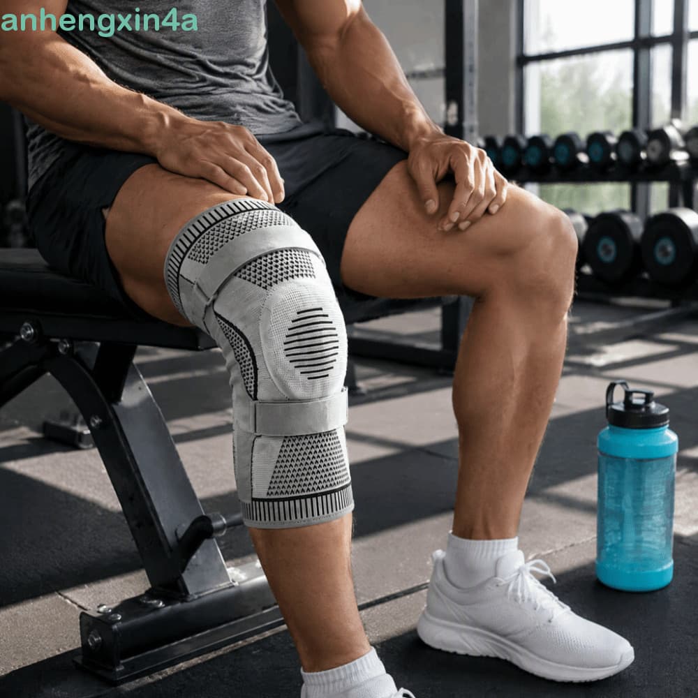 Joelheira De Nylon ANHENGXIN , Joelheiras Esportivas Respiráveis Com Alça Ajustável , Elástica De Silicone Para Patela