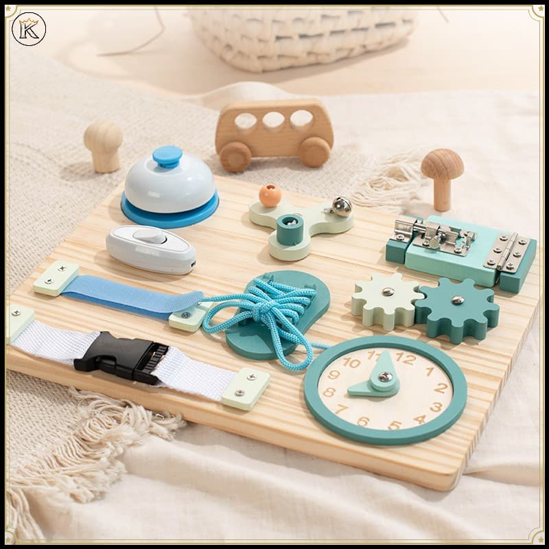 Placa Ocupada Montessori De Madeira Para Crianças , Atividade Sensorial , Brinquedo De Treinamento De Habilidades Motora
