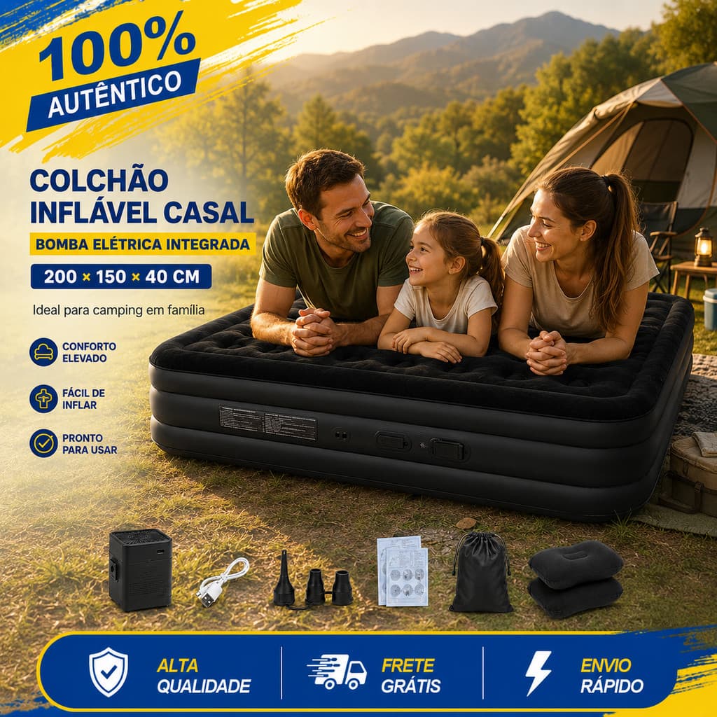 Colchão Inflável Bomba Elétrica 200*150*40cm Cama Inflável Casal Para Casa Camping Equipment