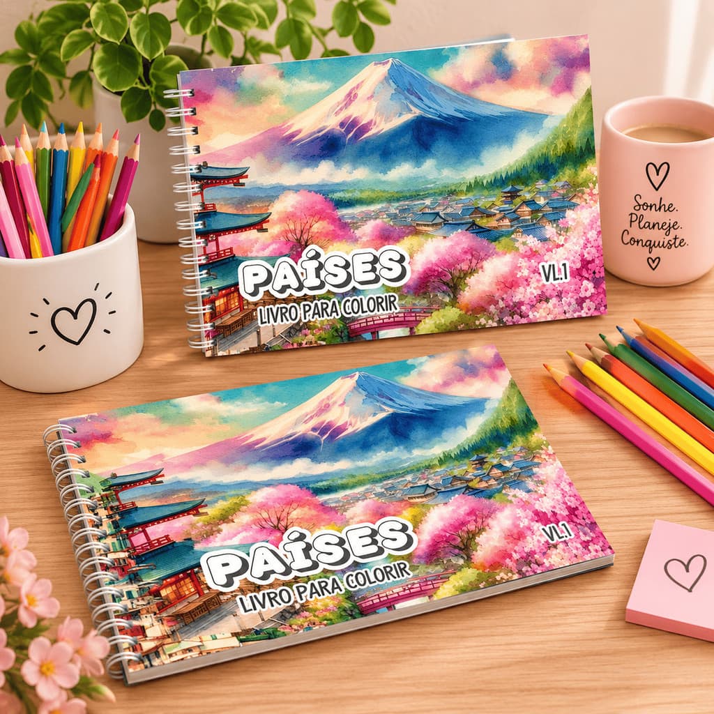 Livro Para Colorir Países Vol. 1 A5 Viagens Turismo Pontos Turísticos Relaxante PRONTA ENTREGA