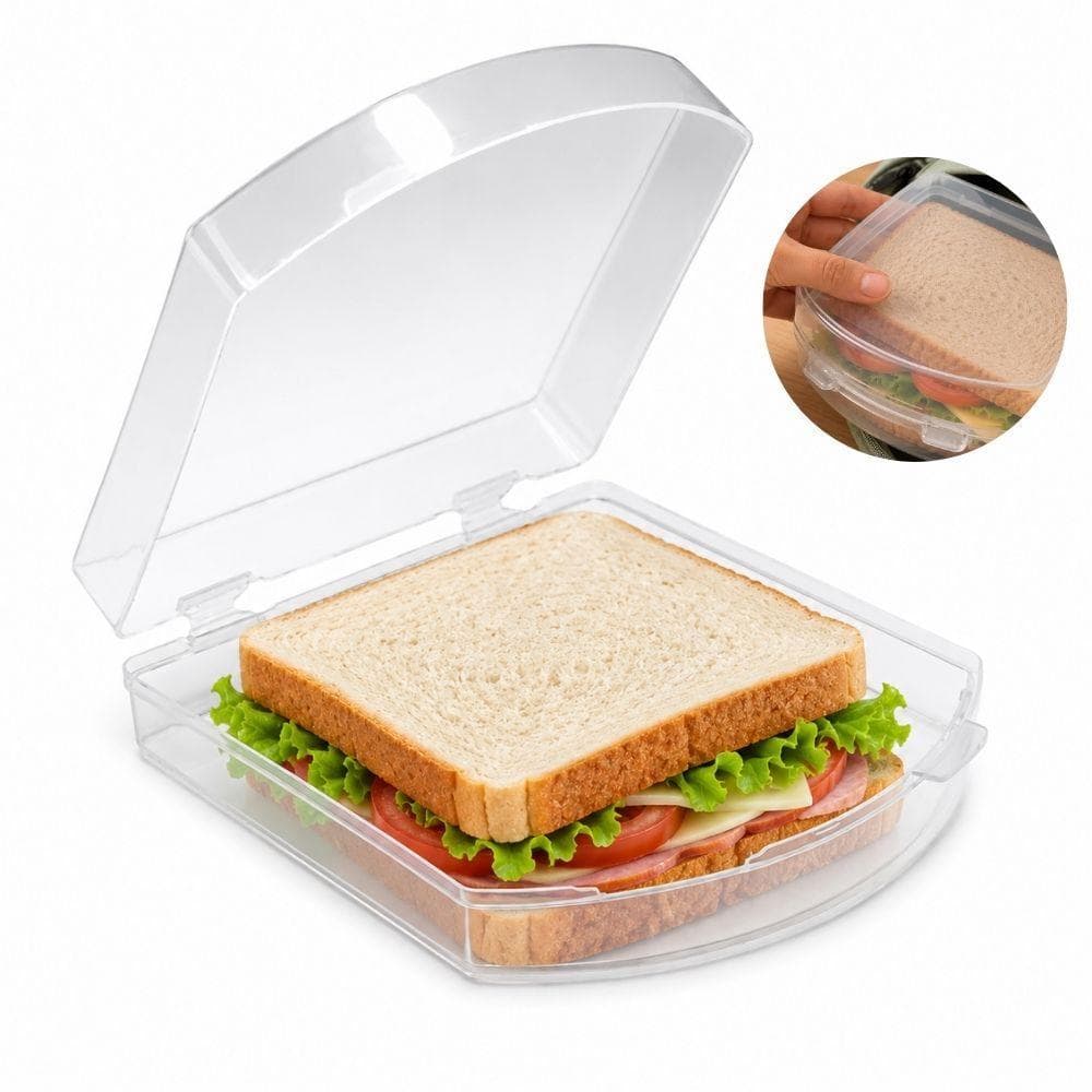 PORTA LANCHE SANDUICHE LANCHEIRA TRANSPARENTE SANDUICHEIRA PORTATIL COM TRAVA BPA FREE POTE ALIMENTO ESCOLAR ESCRITORIO