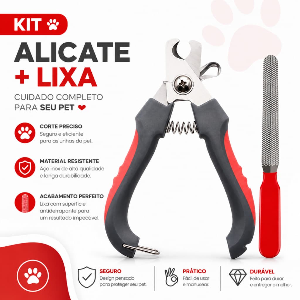 Alicate Tesoura Cortador de Unhas Para Cachorros e Gatos com Lixa de Aço Inox