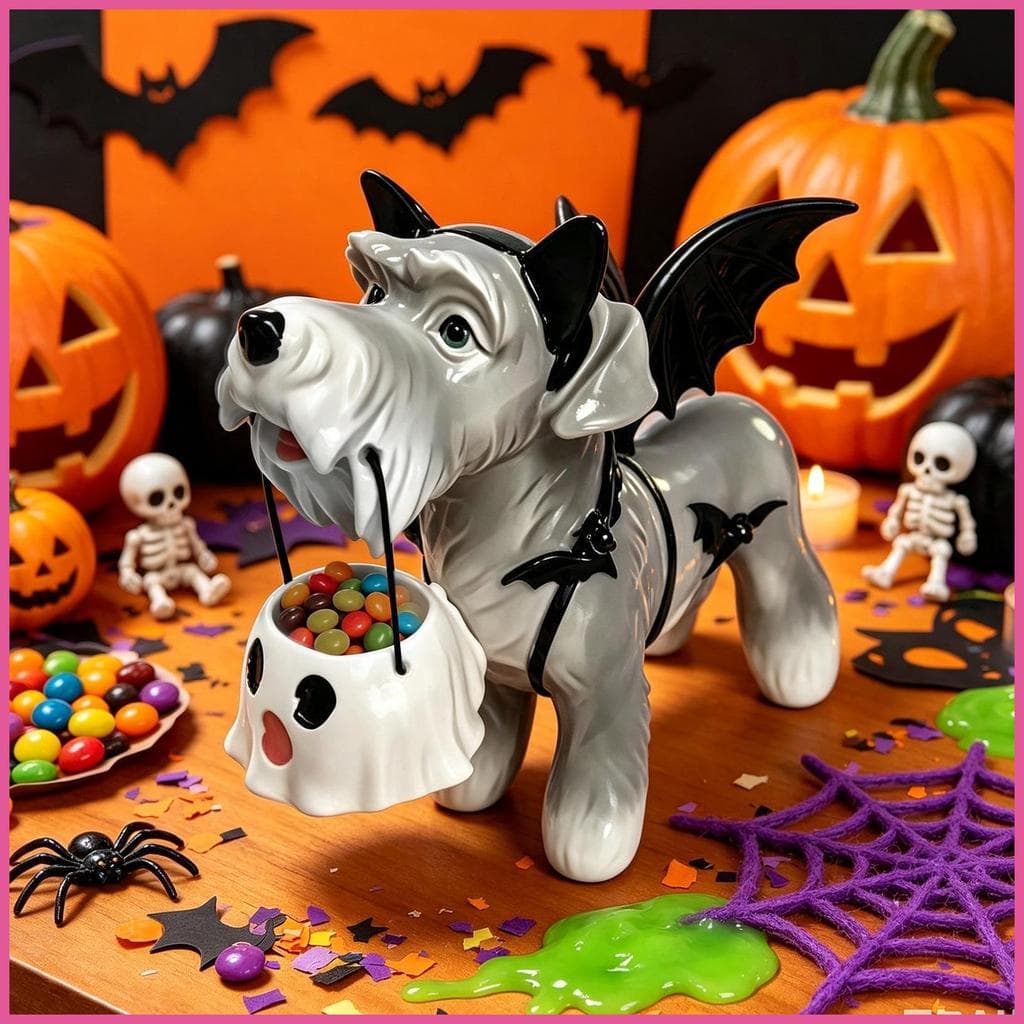 Estatuetas De Halloween Com Balde De Doces , Asas De Morcego Fofas , Suprimentos Para Festa Fantasma , Estátuas De Mesa