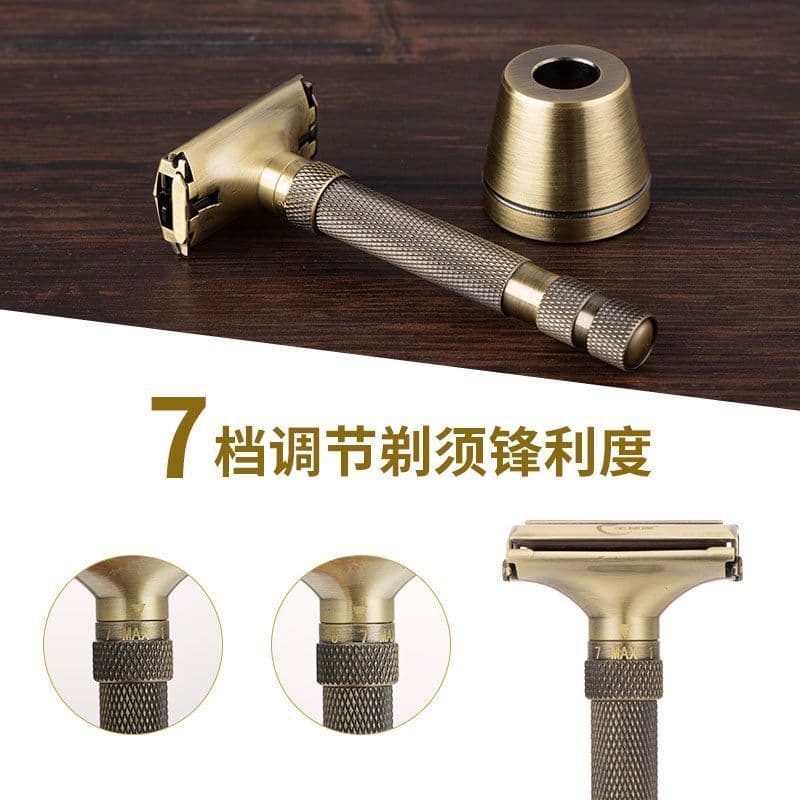 Global Pass 7 velocidades ajustável nitidez Manual barbeador masculino antiquado barbear rosto barba barbeador