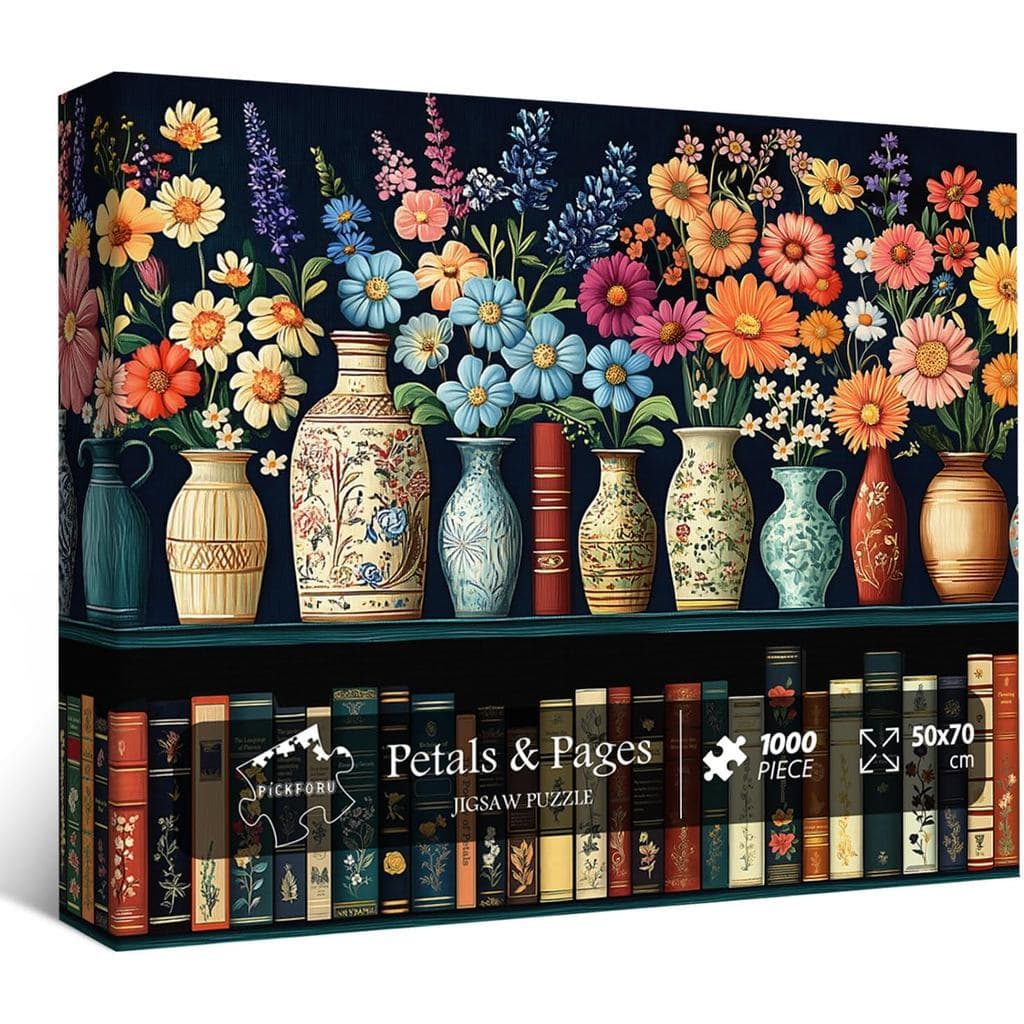 Quebra-cabeça de flores silvestres para adultos 1.000 peças, quebra-cabeça de livro de flores retrô PICKFORU, quebra-cab