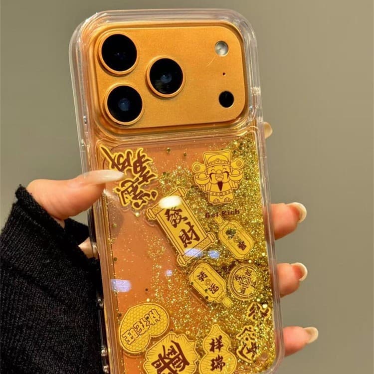 Folha de ouro brilhante adequada para Apple 17PROMAX capa de telefone de alto valor 16 nicho 15 meninas resistente a cho