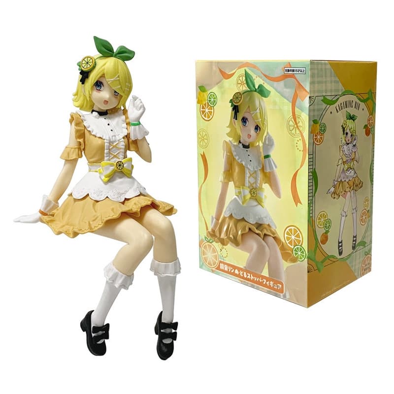 15cm Vocaloid 2 Kagamine Rin Posição Sentada Macarrão Rolha Figura PVC Ação Estatueta Modelo Estátua Desktop Coleção Dec