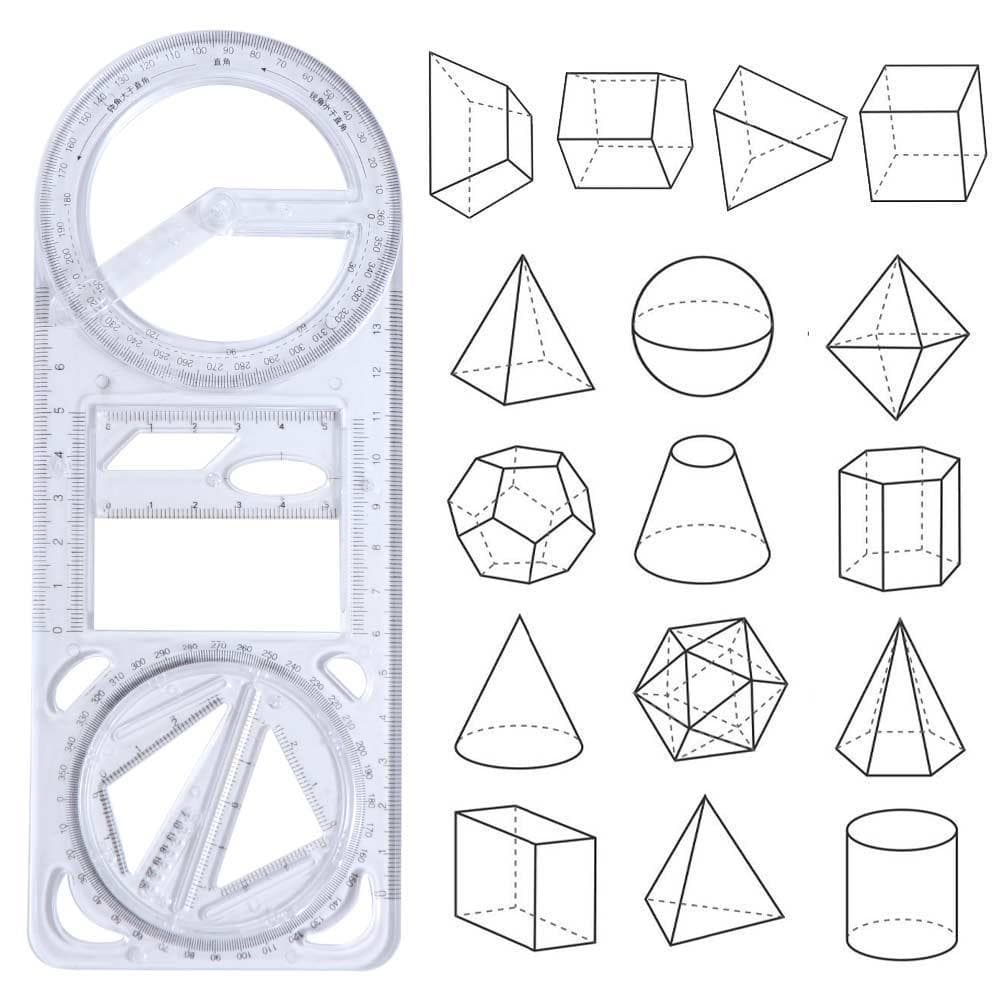 Régua De Desenho TEVO , 360 ° Geometria De Ângulo De Atividade Móvel , Modelo Multifuncional De Plástico