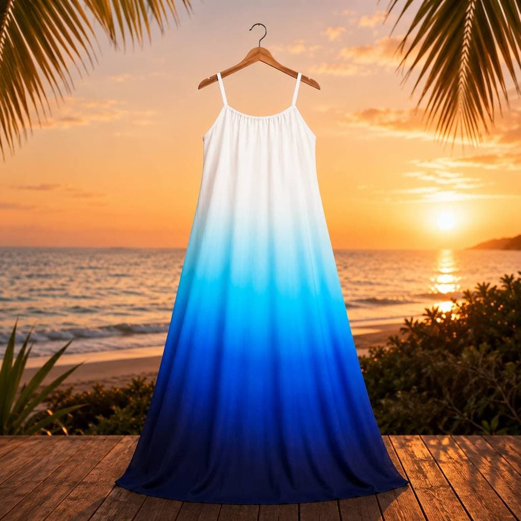 Vestido Longo Soltinho Praiano Grande Degradê Estampado Tropical Confortavel Reto