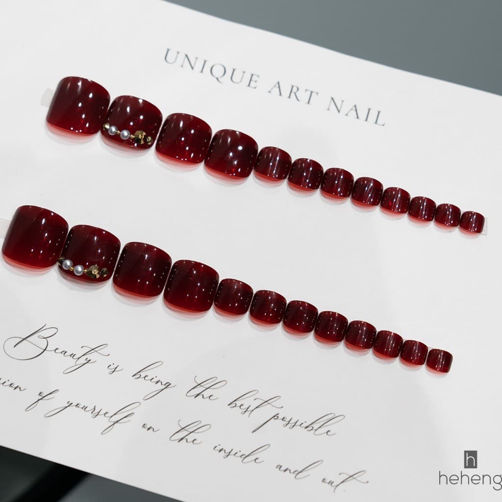 J0170 Adesivos De Unhas Com Strass Vermelho 24 Peças Por Caixa Para Decoração