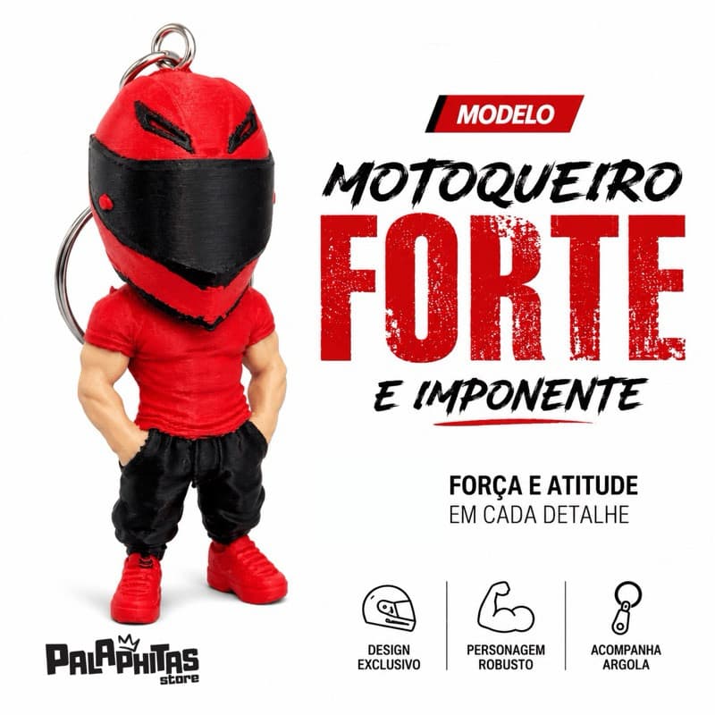Motoqueiro Forte Capacete Preto Viseira Prata Presente Para Motoboy Motociclista Chaveiro