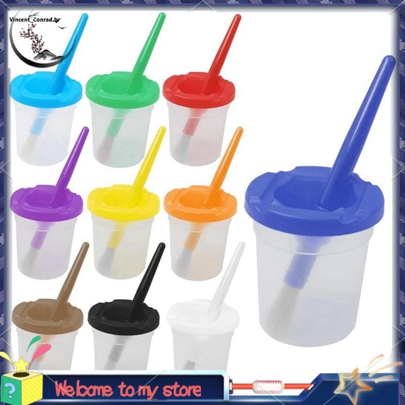 Copos De Pintura Multicoloridos Com Tampas Para Crianças , Coloridos De Aprendizagem À Prova De Derramamento Artista